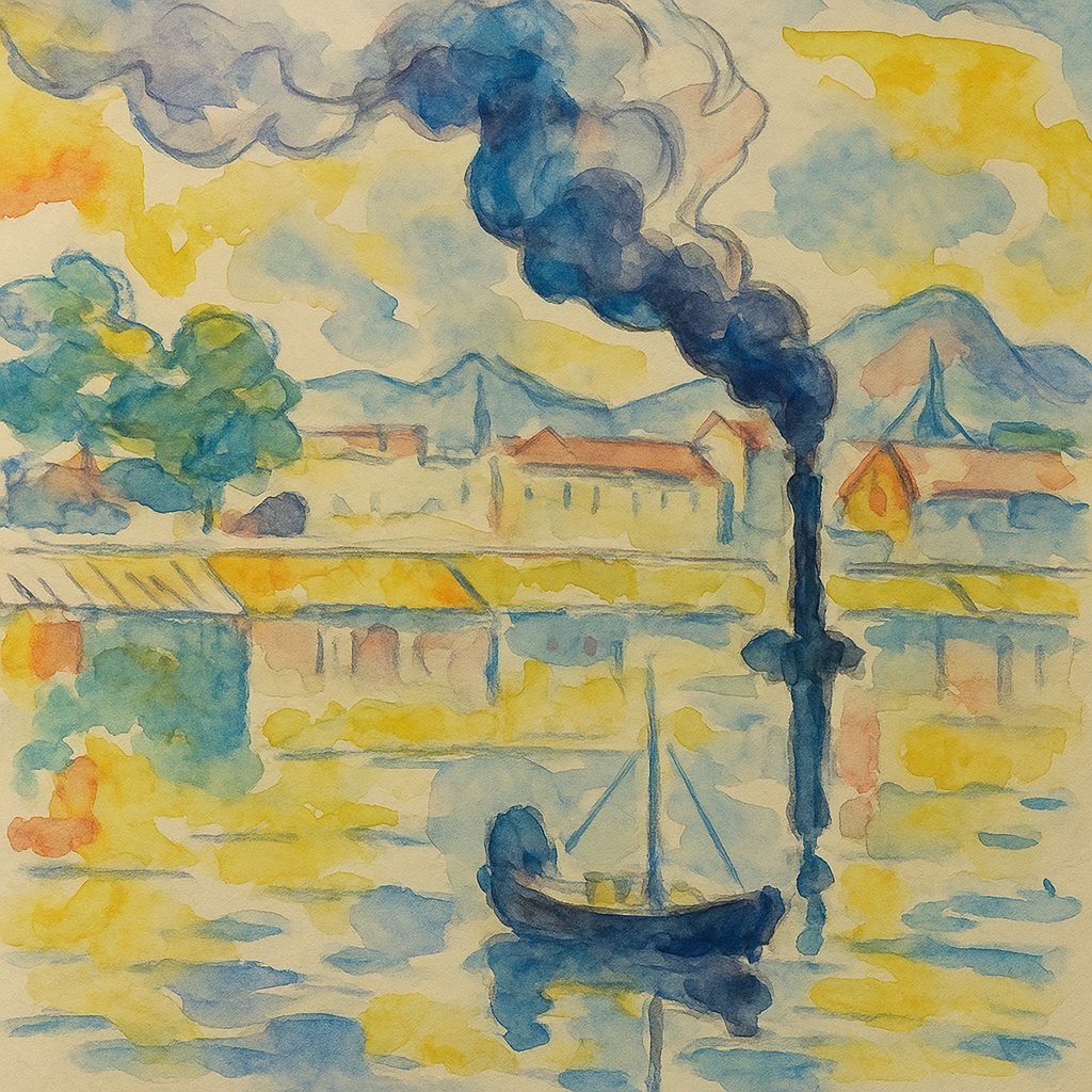 Painted harbour scene