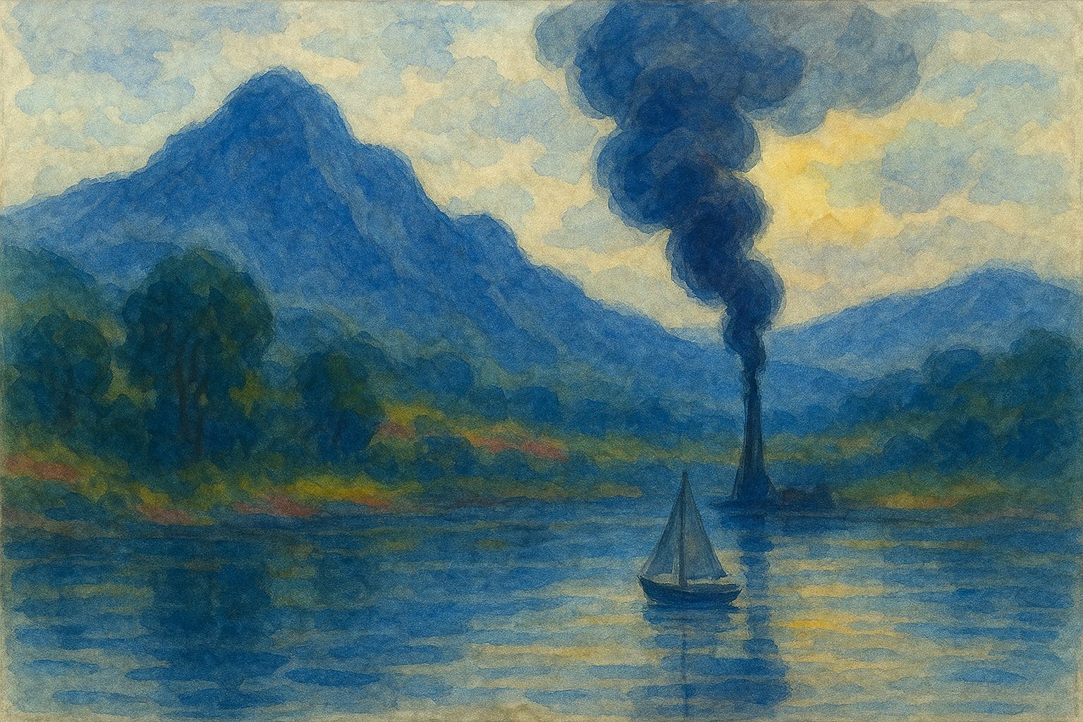 Painted mountain landscape